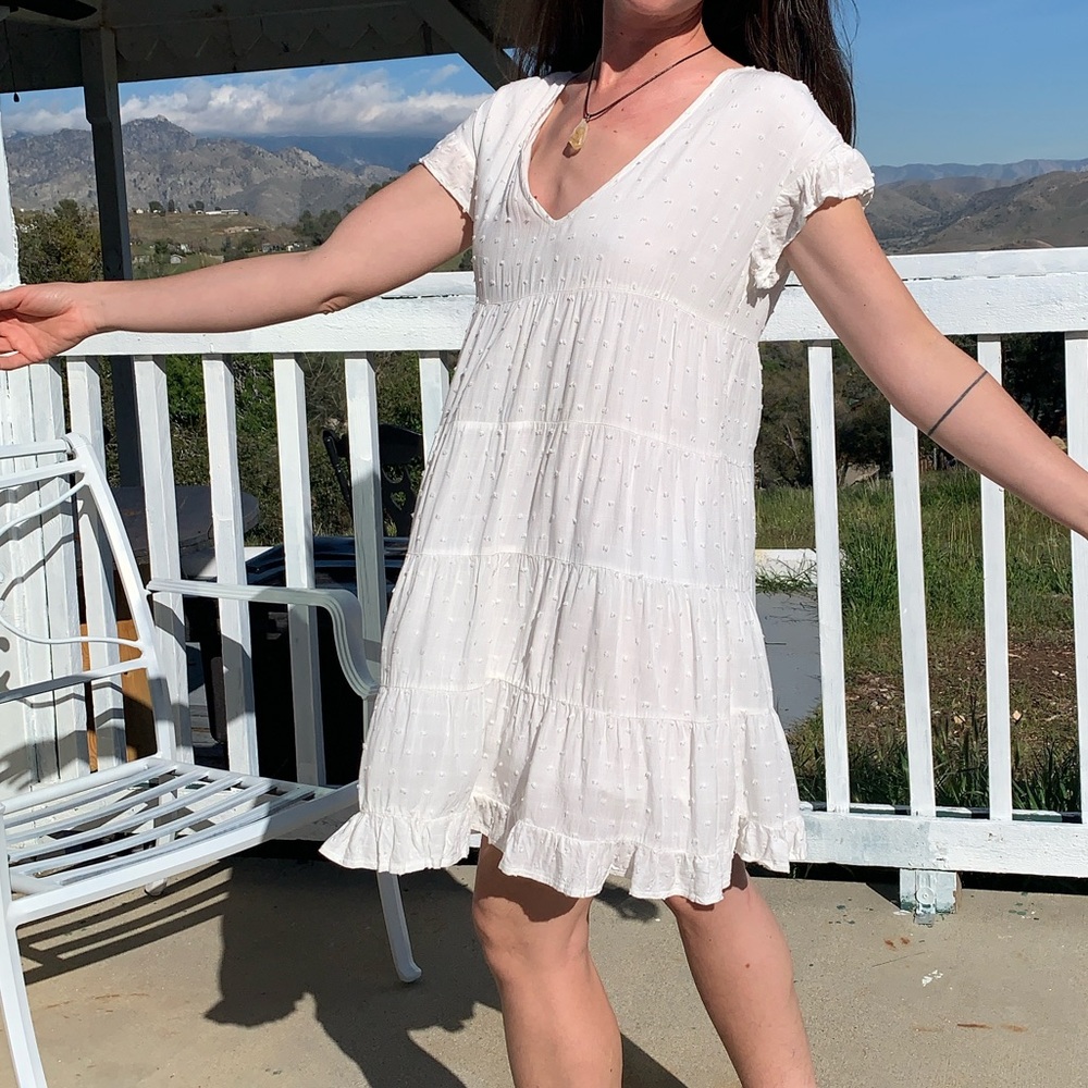 Urban outfitters tiered clip dot rayon flowy dress - Picture 3 of 7